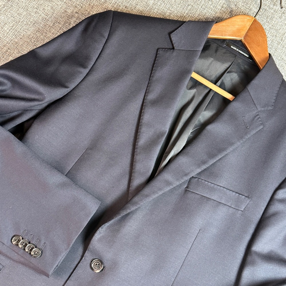 Mens Lauren Ralph Lauren Jacket | Size 42R | Navy Blue Slim Fit 100% Wool Blazer